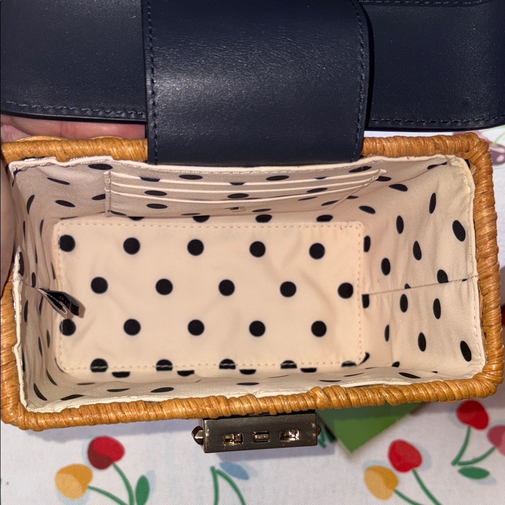 Kate Spade Blazer Blue Voyage Wicker Small Top Handle with/Strap EUC!! - Picture 6 of 15
